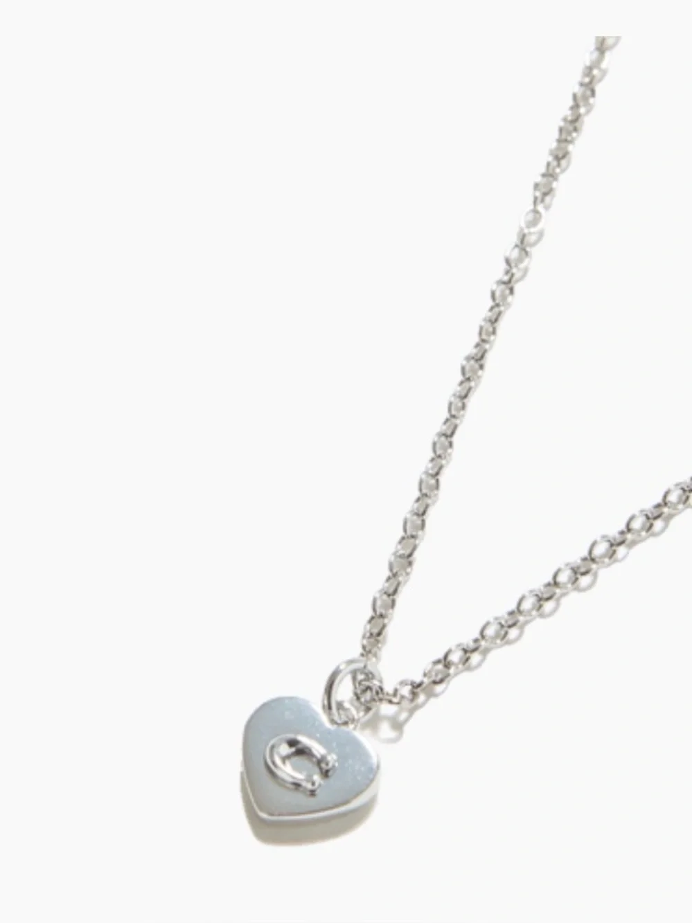 NWT Coach Heart-Shaped Pendant Necklace Silver Tone C Logo Charm | MSRP: $95